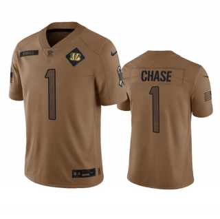 Cincinnati Bengals #1 Ja'Marr Chase 2023 Brown Salute To Service Limited