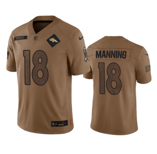 Denver Broncos #18 Peyton Manning 2023 Brown Salute To Service Limited