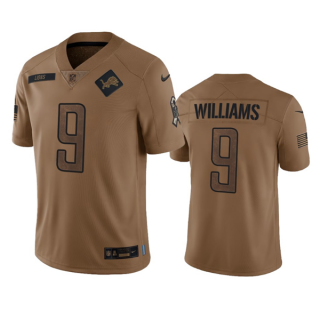 Detroit Lions #9 Jameson Williams 2023 Brown Salute To Service Limited Stitched Jersey