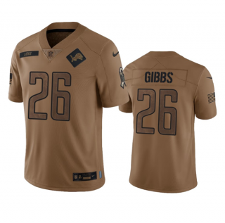 Detroit Lions #26 Jahmyr Gibbs 2023 Brown Salute To Service Limited Stitched Jersey