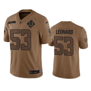 Indianapolis Colts #53 Shaquille Leonard 2023 Brown Salute To Sertvice Stitched