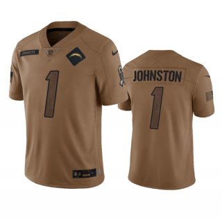 Los Angeles Chargers #1 Quentin Johnston 2023 Brown Salute To Service Limited