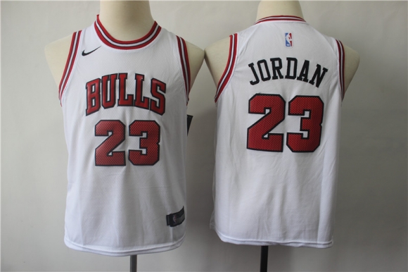 Bulls #23 Michael Jordan white youth jersey