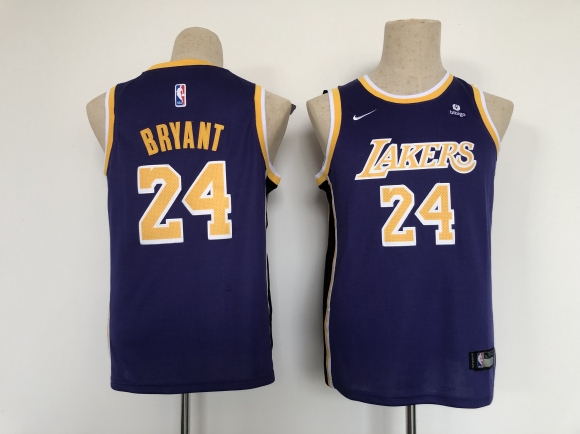 Youth Los Angeles Lakers #24 Kobe Bryant purple Stitched Basketball Jersey