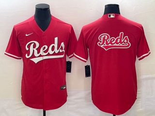 Cincinnati Reds Red Team Big Logo Cool Base Stitched Baseball Jersey