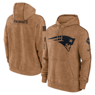 New England Patriots 2023 Brown Salute To Service Pullover Hoodie