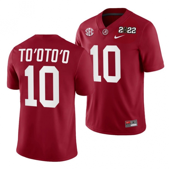 Alabama Crimson Tide #10 Henry To'oTo'o 2022 Patch Red College Football Stitched Jersey