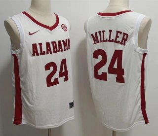 Alabama Crimson Tide 24 Brandon Miller white jersey