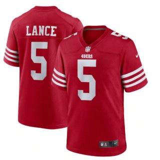 San Francisco 49ers #5 Trey Lance 2022 New Scarlet Stitched Game Jersey
