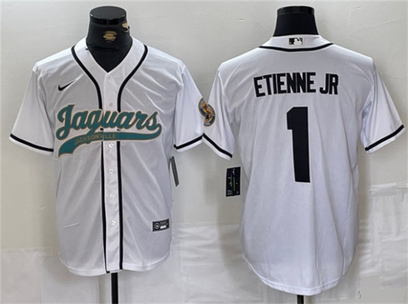 Jacksonville Jaguars #1 Travis Etienne Jr. White With Patch Cool Base Baseball