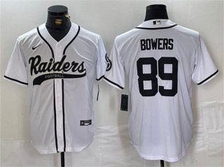Las Vegas Raiders #89 Brock Bowers White Cool Base Baseball Stitched Jersey
