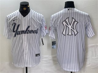New York Yankees White Team Big Logo Cool Base Stitched Baseball Jersey