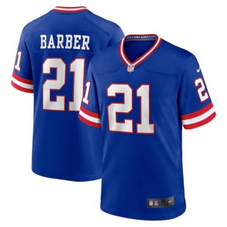 New York Giants #21 Tiki Barber Royal Stitched Game Jersey