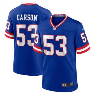 New York Giants #53 Harry Carson Royal Stitched Game Jersey