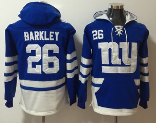 New York Giants #26 Saquon Barkley Blue Ageless Must-Have Lace-Up Pullover