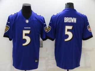 Baltimore Ravens #5 Marquise Brown Purple Stitched Football Jersey