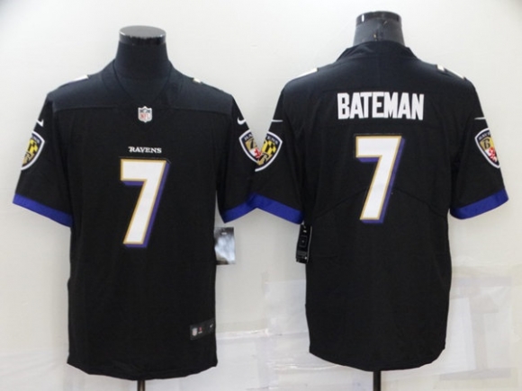 Baltimore Ravens #7 Rashod Bateman Black Vapor Untouchable Limited Stitched