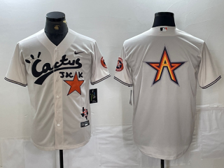 Houston Astros Team Big Logo white Cactus Jack Vapor Premier Limited Stitched 2