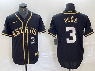 Houston Astros #3 black gold jersey