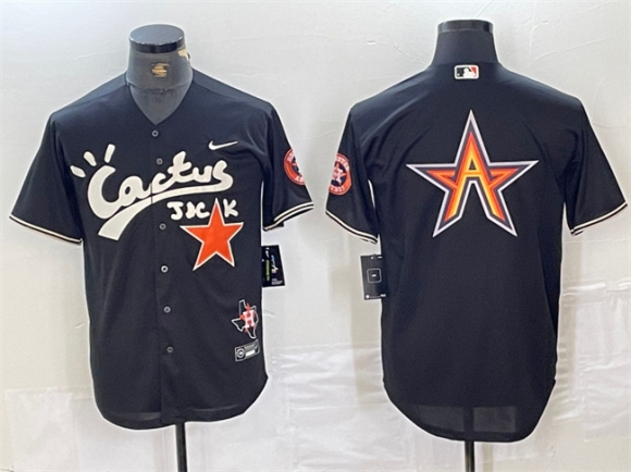 Houston Astros Team Big Logo Black Cactus Jack Vapor Premier Limited Stitched 3