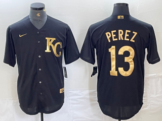 Kansas City Royals #13 black gold jersey
