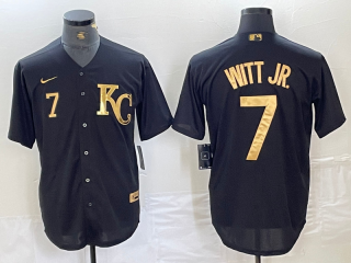 Kansas City Royals #7 black gold jersey 3