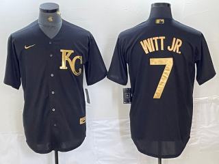 Kansas City Royals #7 black gold jersey