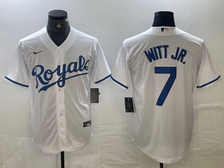 Kansas City Royals #7 Bobby Witt Jr. White Cool Base Stitched Baseball Jersey