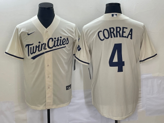 Minnesota Twins #4 Carlos Correa Cream Cool Base Stitched Jersey