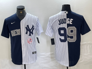 New York Yankees #99 Aaron Judge NavyWhite Split Cool Base Stitched Baseball