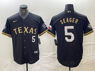 Texas Rangers #5 black gold jersey