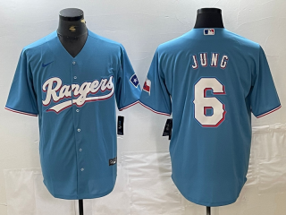 Texas Rangers #6 Josh Jung Blue Cool Base Stitched Baseball Jersey (2)