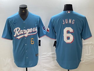 Texas Rangers #6 Josh Jung Blue Cool Base Stitched Baseball Jersey2
