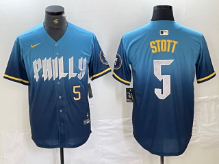 Philadelphia Phillies #5 Stott Blue 2024 City jersey 2