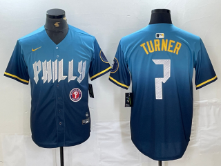 Philadelphia Phillies #7 Trea Turner Blue 2024 City Connect Limited Stitched Jersey 2