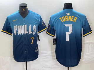 Philadelphia Phillies #7 Trea Turner Blue 2024 City Connect Limited Stitched Jersey 3
