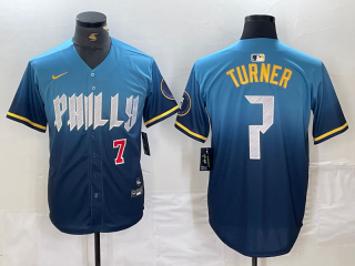 Philadelphia Phillies #7 Trea Turner Blue 2024 City Connect Limited Stitched Jersey 4