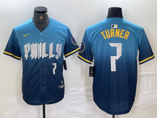 Philadelphia Phillies #7 Trea Turner Blue 2024 City Connect Limited Stitched Jersey 5