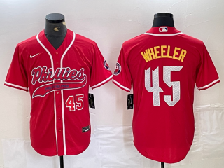 Philadelphia Phillies #45 Zack Wheeler Red 2024 City Connect Stitched Jersey 2