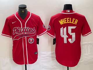 Philadelphia Phillies #45 Zack Wheeler Red 2024 City Connect Stitched Jersey3