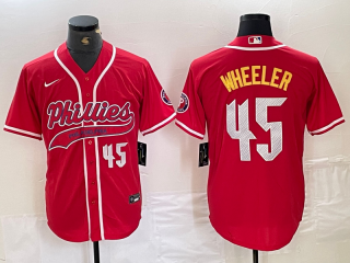 Philadelphia Phillies #45 Zack Wheeler Red 2024 City Connect Stitched Jersey4
