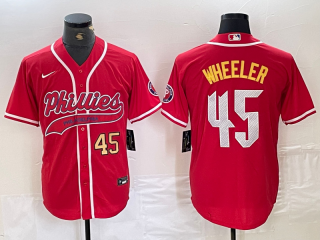 Philadelphia Phillies #45 Zack Wheeler Red 2024 City Connect Stitched Jersey5
