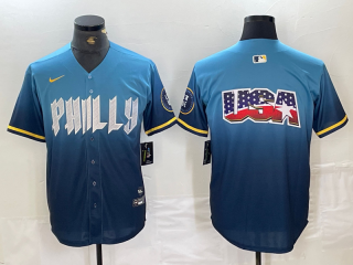 Philadelphia Phillies Blank Blue 2024 City Connect Limited Stitched Jersey 3