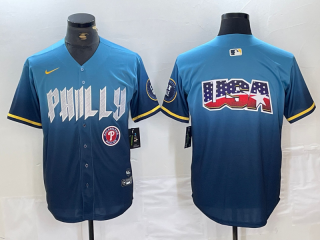 Philadelphia Phillies Blank Blue 2024 City Connect Limited Stitched Jersey 4