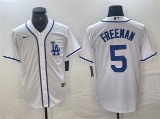 Los Angeles Dodgers #5 Freddie Freeman White Cool Base Stitched Baseball Jersey