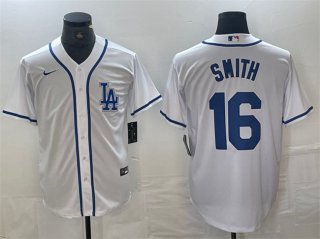 Los Angeles Dodgers #16 Will Smith White Cool Base Stitched Baseball Jersey