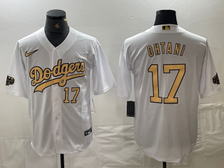 Los Angeles Dodgers #17 Shohei Ohtani with gold number all star jersey