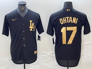 Los Angeles Dodgers #17 Shohei Ohtani Black Cool Base Stitched Baseball Jersey 2