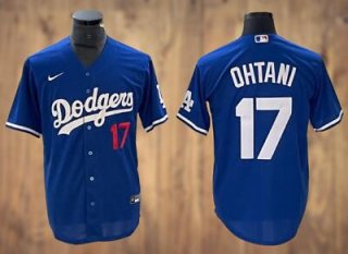 Los Angeles Dodgers #17 Shohei Ohtani Blue Cool Base Sttiched Jersey