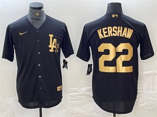 Los Angeles Dodgers #22 Clayton Kershaw Black Cool Base Stitched Baseball Jersey